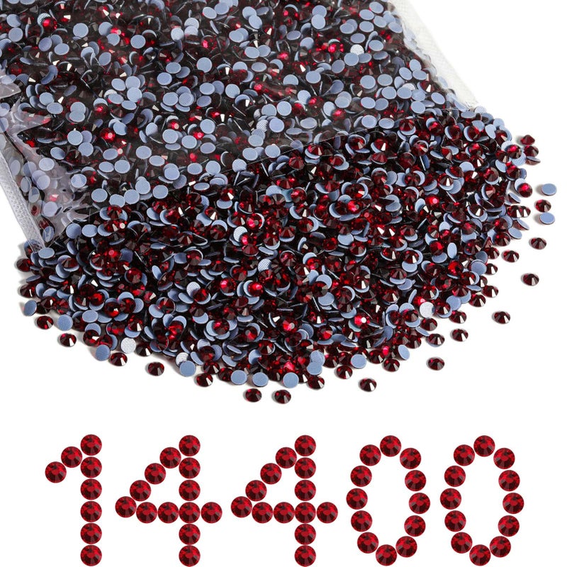 Beadsland Hotfix Rhinestones Bulk  14400pcs Dark Red Hot Fix Rhinestones for Crafts Clothes DIY Decoration  Dark Siam  SS10  2.7-2.9mm - Image 1